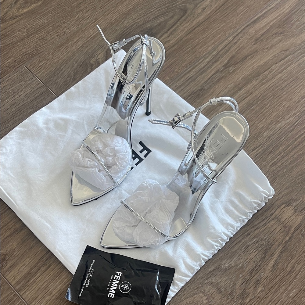 Femme LA Silver Sandal Heels